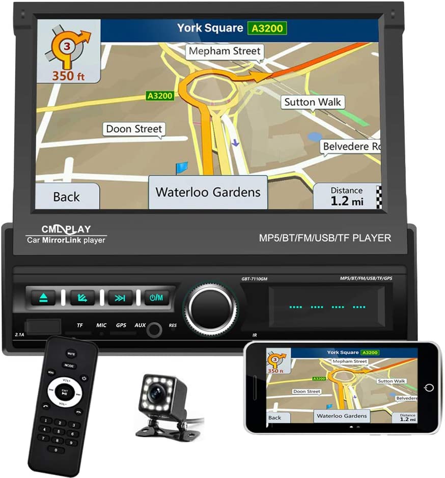 Single Din Car Stereo Navigation Motorized Touch Screen